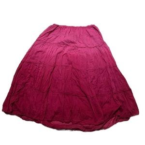 Y2K Pink Ombré Tiered Ruffle Long Maxi Skirt Size L Fairy Boho
